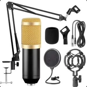 D nq np 734583 mlb78531788733 082024 o microfone condensador podcast bm800 dourado profissional